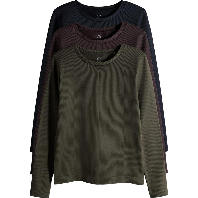 The Set Tričko čokoládová / olivová / čierna 67792774