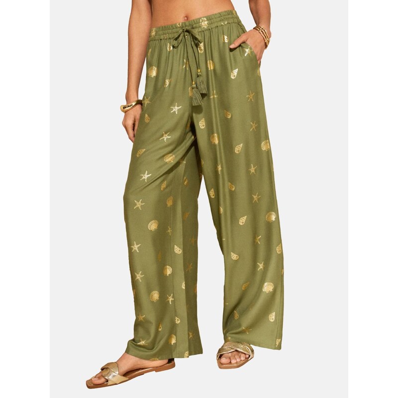 love & roses Nohavice zlatá / olivová 67792779