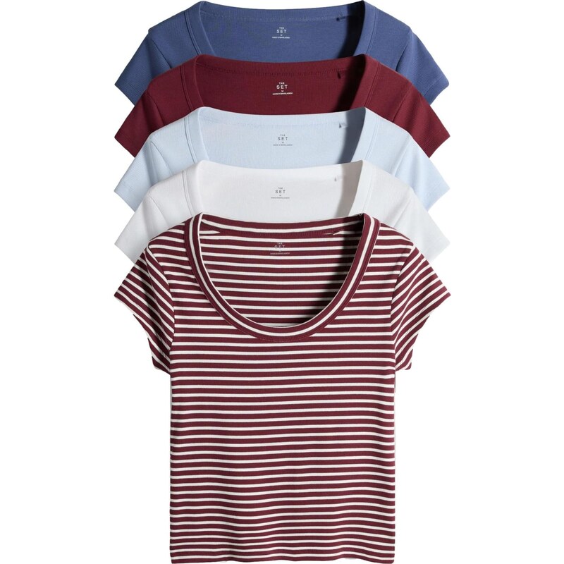 The Set Tričko zafírová / svetlomodrá / karmínovo červená / biela 67792843