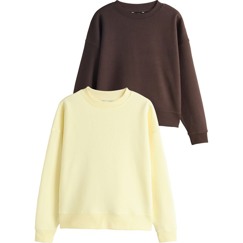Next Mikina Essentials čokoládová / pastelovo žltá 67792855