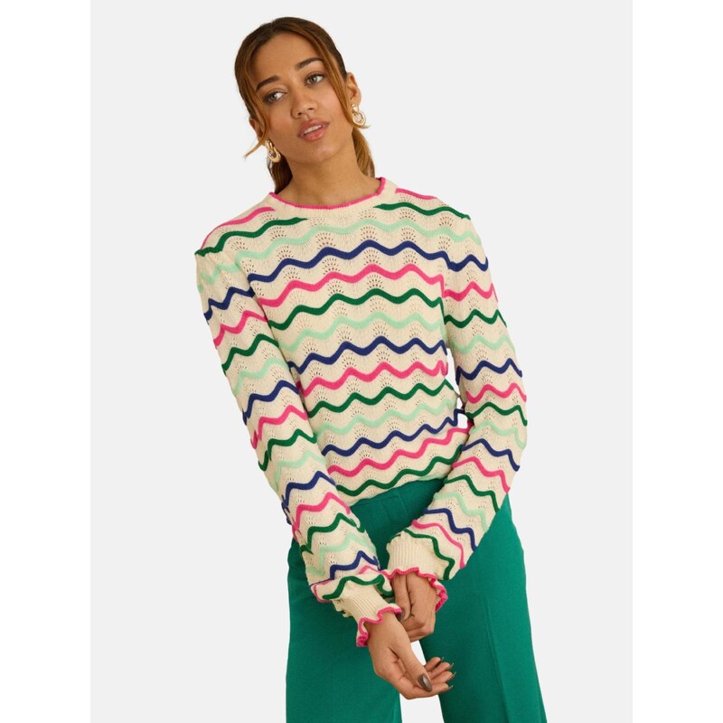 love & roses Sveter krémová / zelená / fuksia 67792939