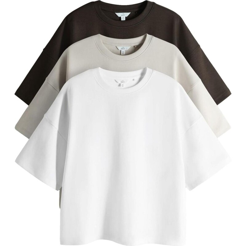 The Set Tričko čokoládová / tmavošedá / biela 67793039