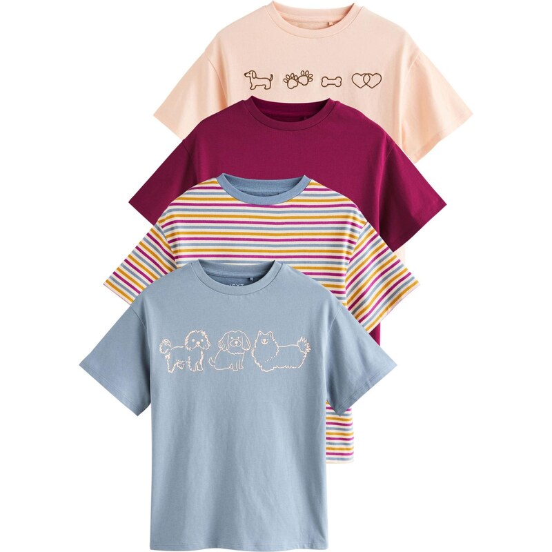 Next Tričko svetlobéžová / opálová / vínovo červená / biela 67792986