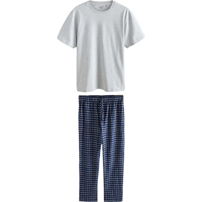Next Dlhé pyžamo námornícka modrá / čokoládová / svetlosivá 67793060
