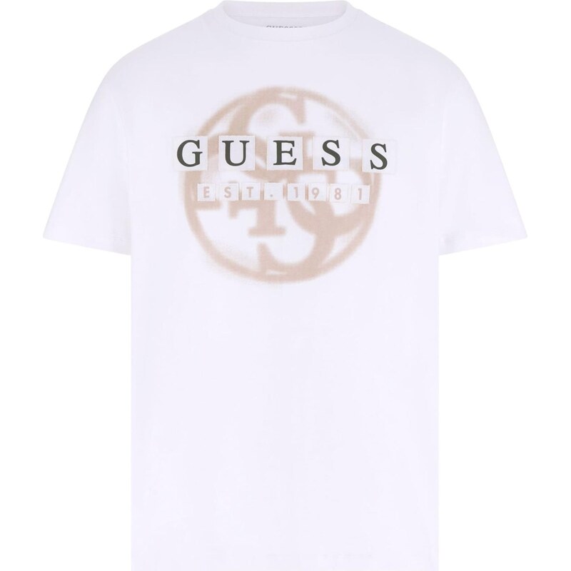 GUESS Tričko béžová / tmavozelená / biela 67793077