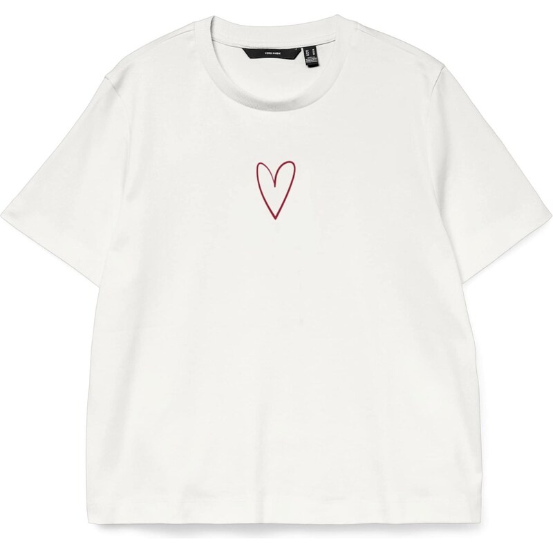 VERO MODA Tričko VMSara Mette jasne červená / biela 67793204