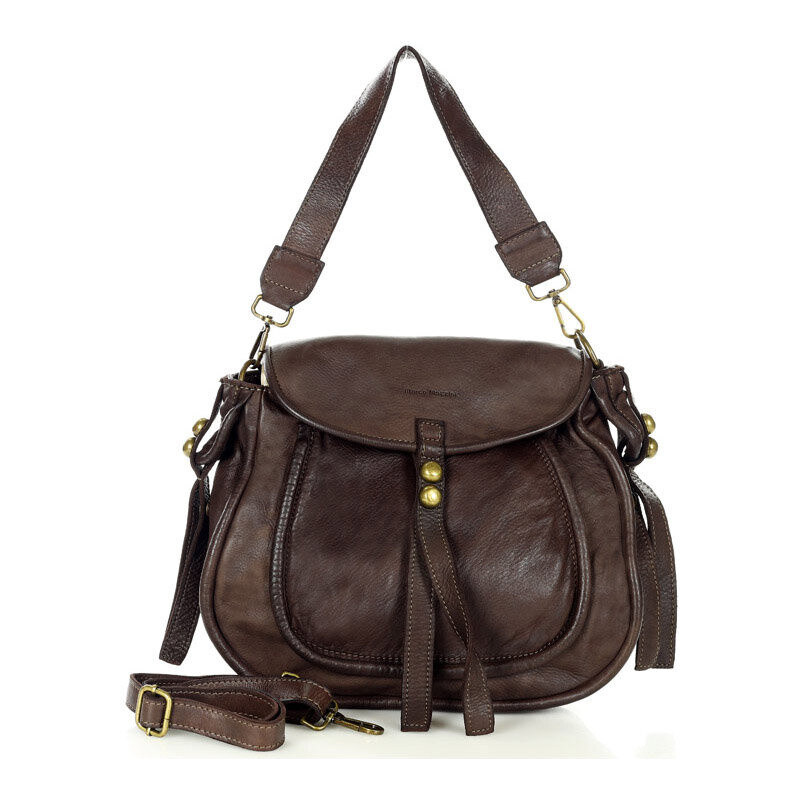 Marco Mazzini Klasická sedlová taška z prírodnej kože | cafe v67e 67797237