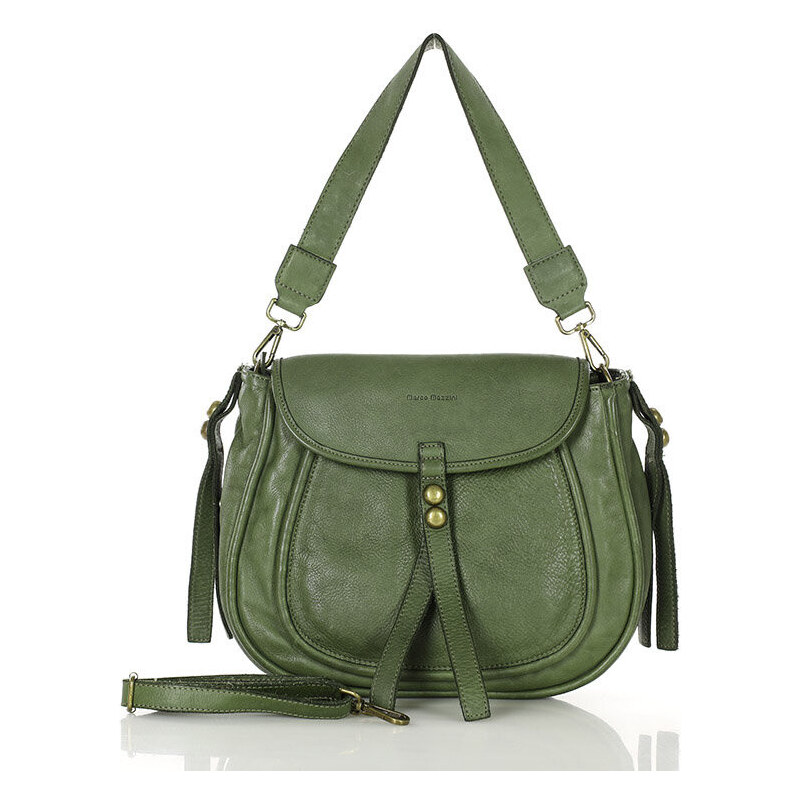 Marco Mazzini Klasická sedlová taška z prírodnej kože | zelená v67f 67797238