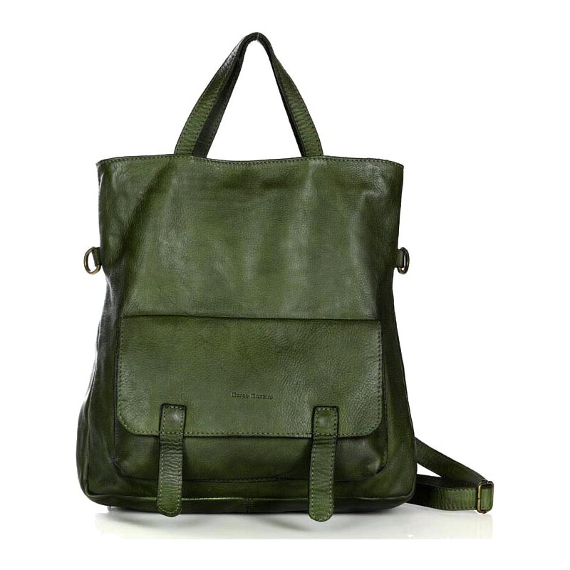 MARCO MAZZINI Dámska kožená batohová taška Handmade s predným vreckom 67797239