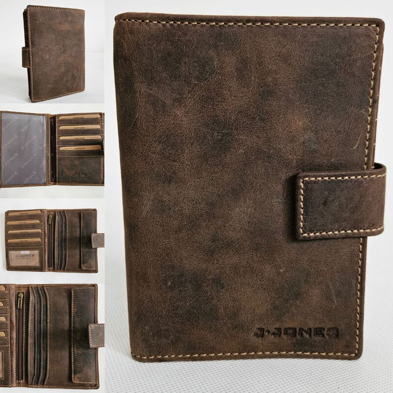 Jennifer Jones Veľká hnedá kožená peňaženka CARDIN 66572216