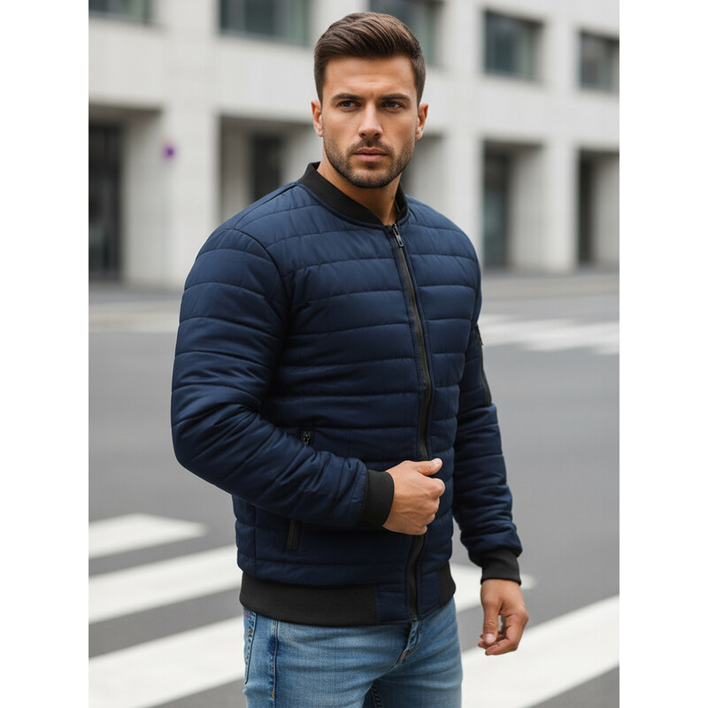 Pánska bunda prešívaná bomber jacket tmavomodrá Dstreet TX2205 65502727