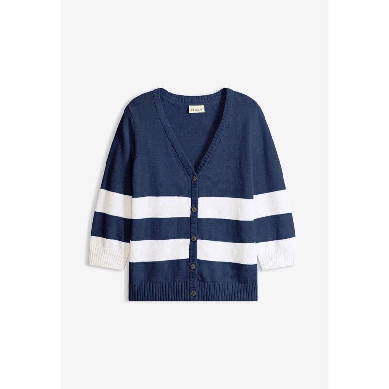 bonprix Pletený sveter z bavlny, farba modrá 50271491