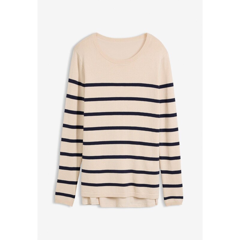 bonprix Materský pulóver s funkciou na dojčenie, 2v1, farba béžová 67386014