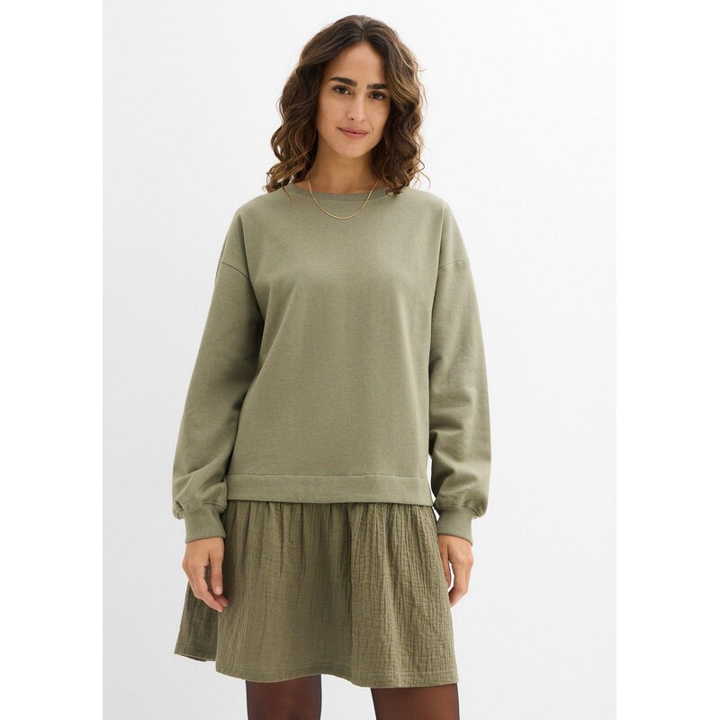 bonprix Mikinové šaty, farba zelená 67232614