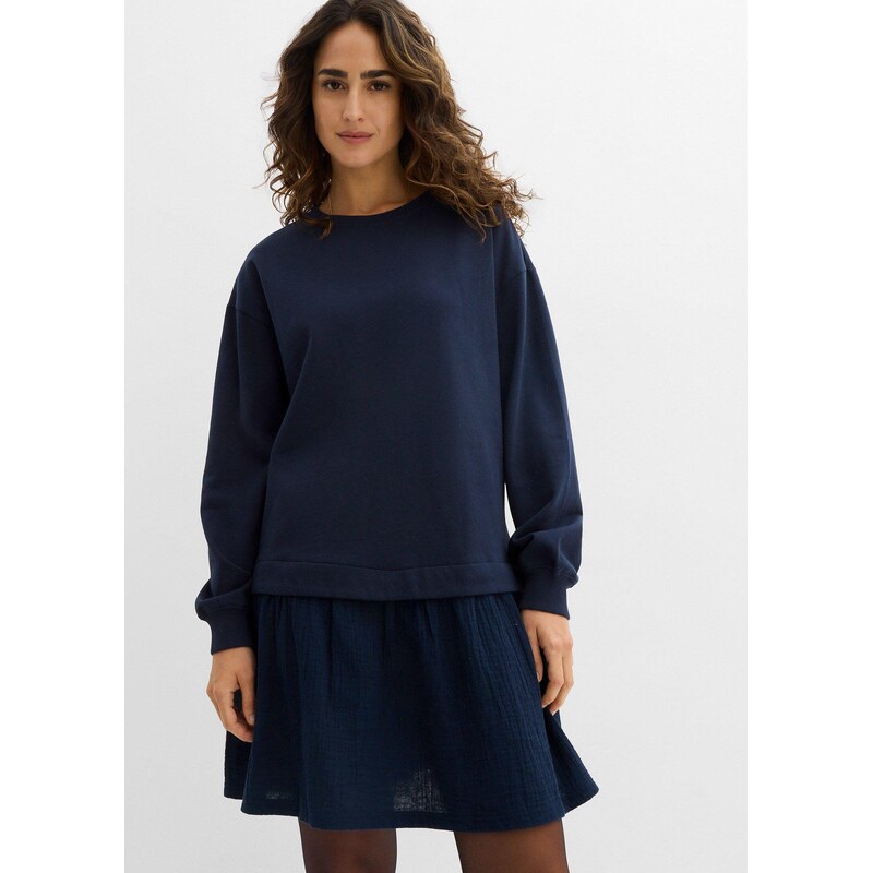bonprix Mikinové šaty, farba modrá 67232729