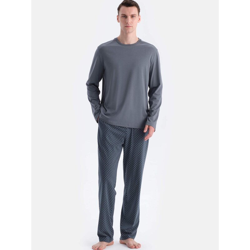 Dagi Dlhé pyžamo dymovo modrá / tmavomodrá 67802431