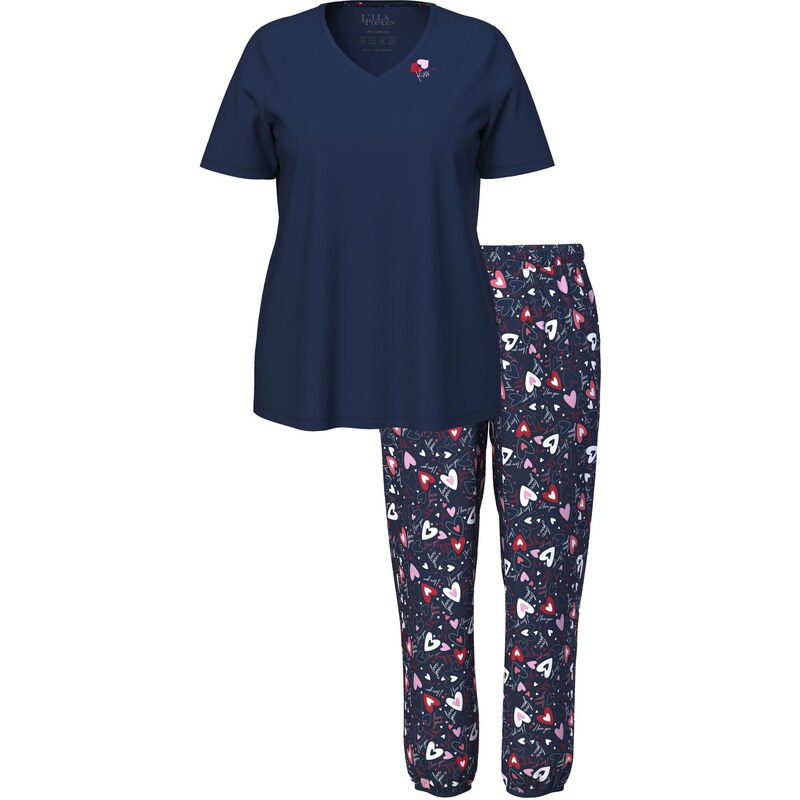 Ulla Popken Pyžamo tmavomodrá / svetloružová / krvavo červená / biela 67802539