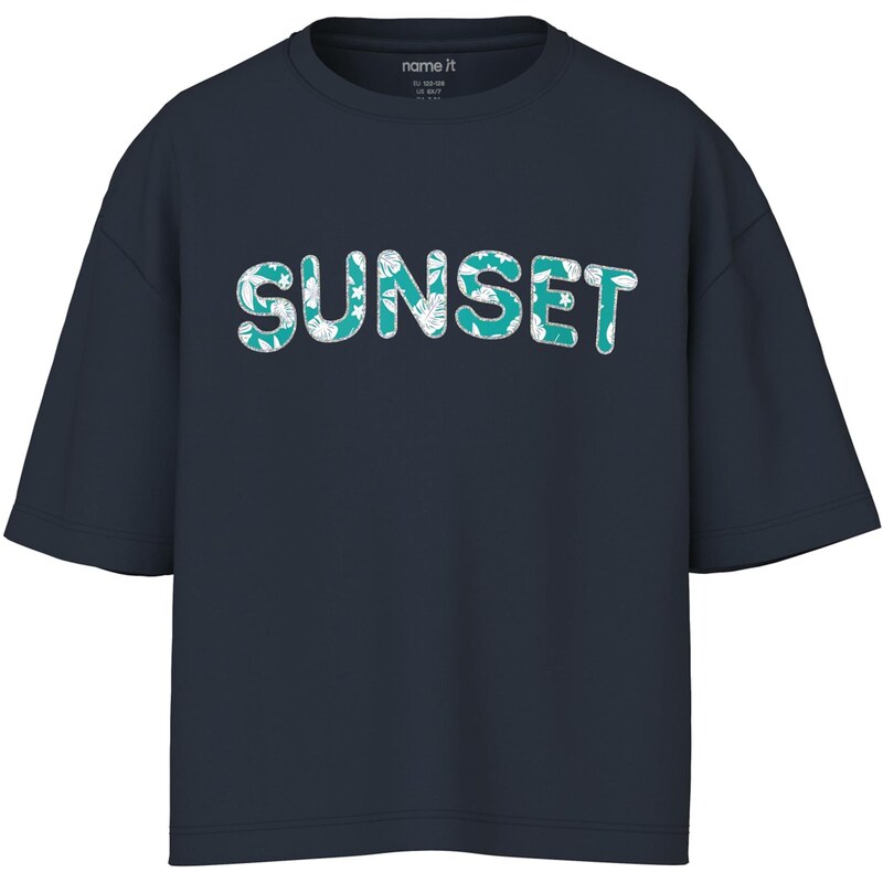 NAME IT Tričko NKFVONAYA námornícka modrá / tyrkysová / strieborná / 67802595