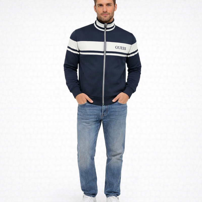 Guess spiros full zip sweatshirt SILK BLUE 67798781