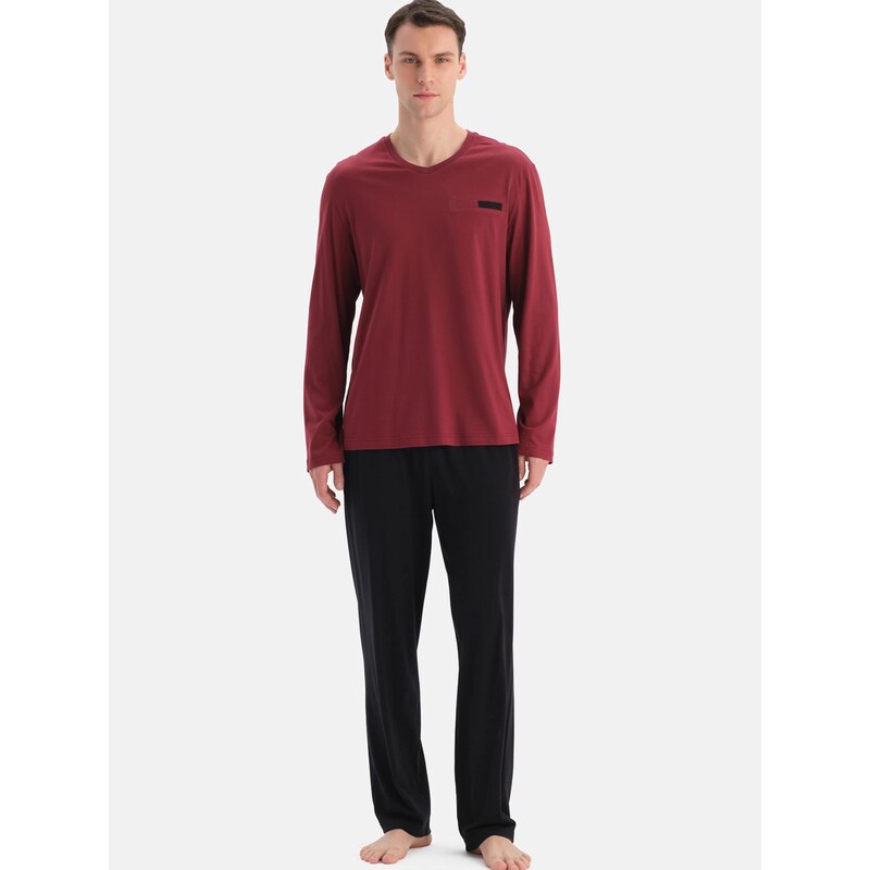 Dagi Dlhé pyžamo bordová / čierna 67802911