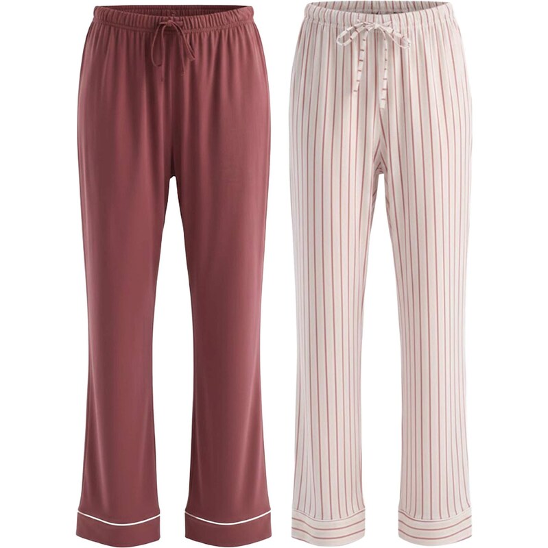 Dagi Pyžamové nohavice ružová / tmavočervená / biela 67802936