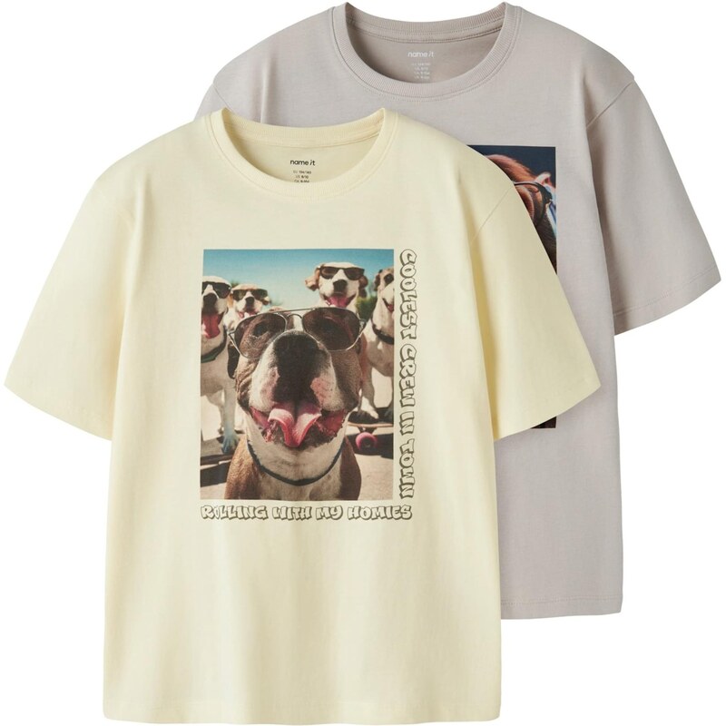 NAME IT Tričko NKMVOTO svetlomodrá / hnedá / pastelovo žltá / 67820379