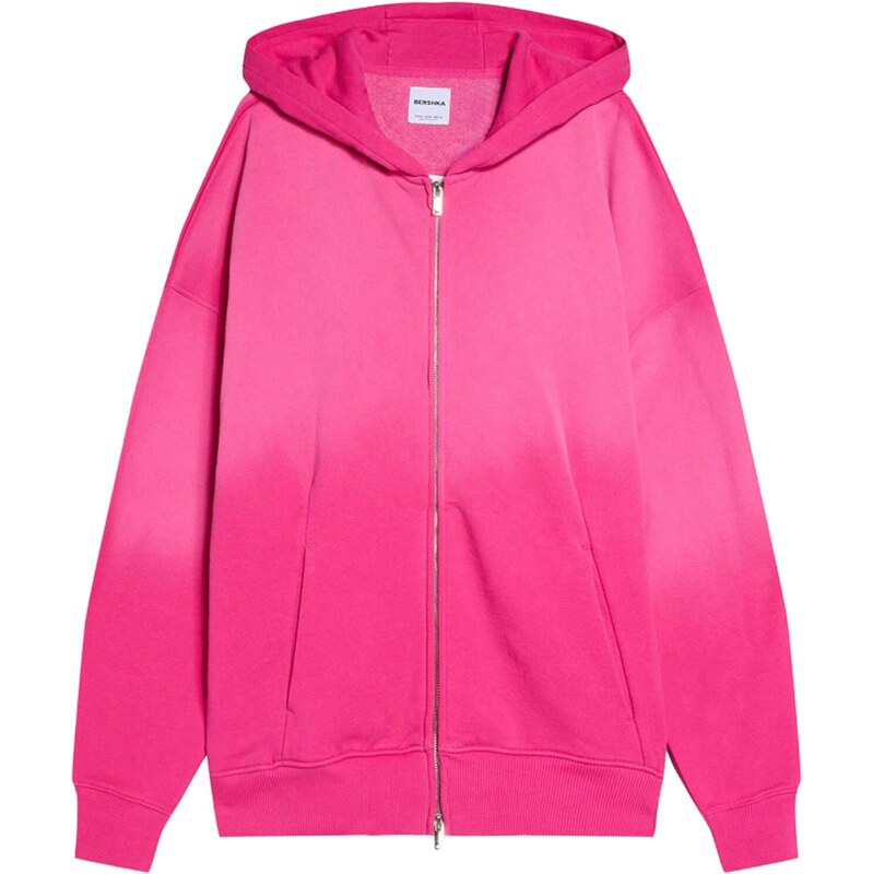 Bershka Tepláková bunda fuksia 67803351