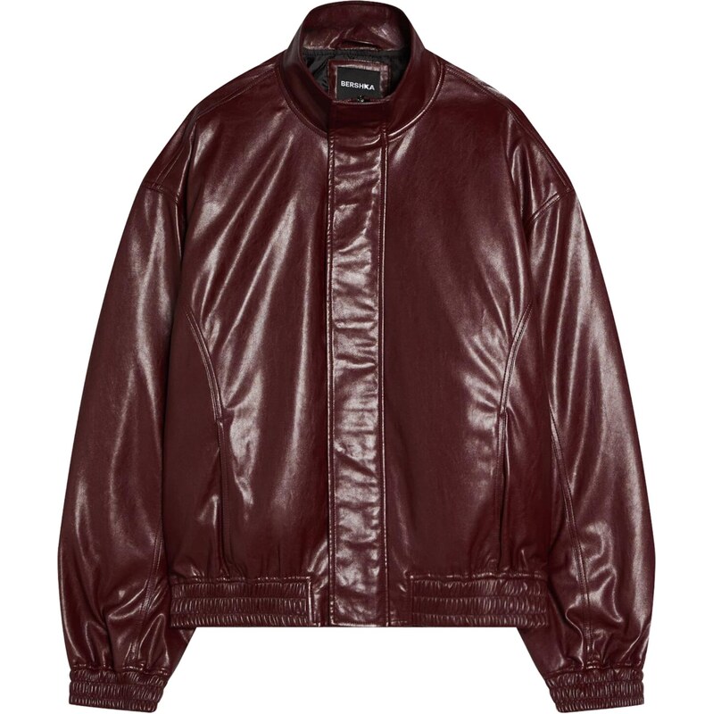 Bershka Prechodná bunda tmavočervená 67803382