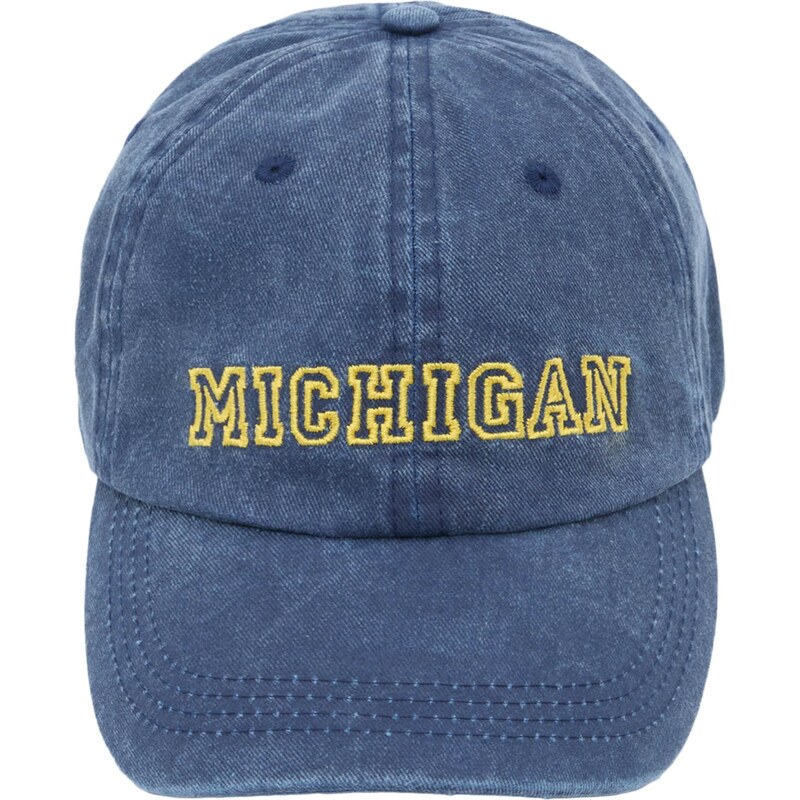 Pull&Bear Čiapka MICHIGAN modrá denim / žltá 67803412