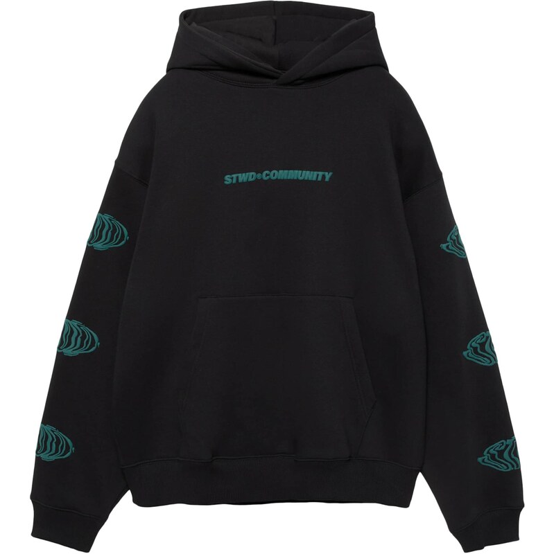 Pull&Bear Mikina STWD modrozelená / čierna 67803432