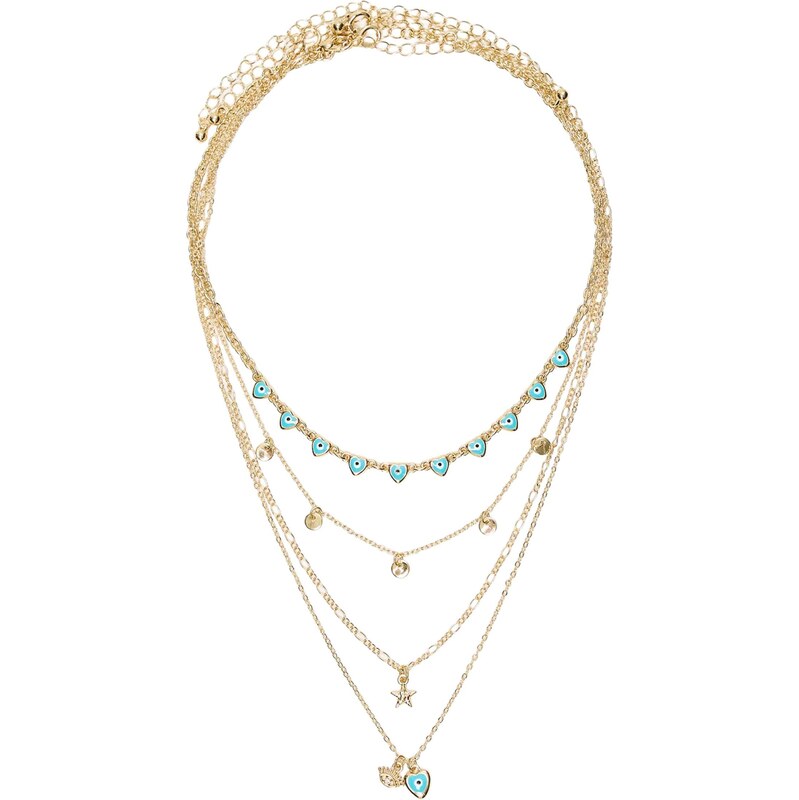 Bershka Retiazka tyrkysová / zlatá / čierna / biela 67803486