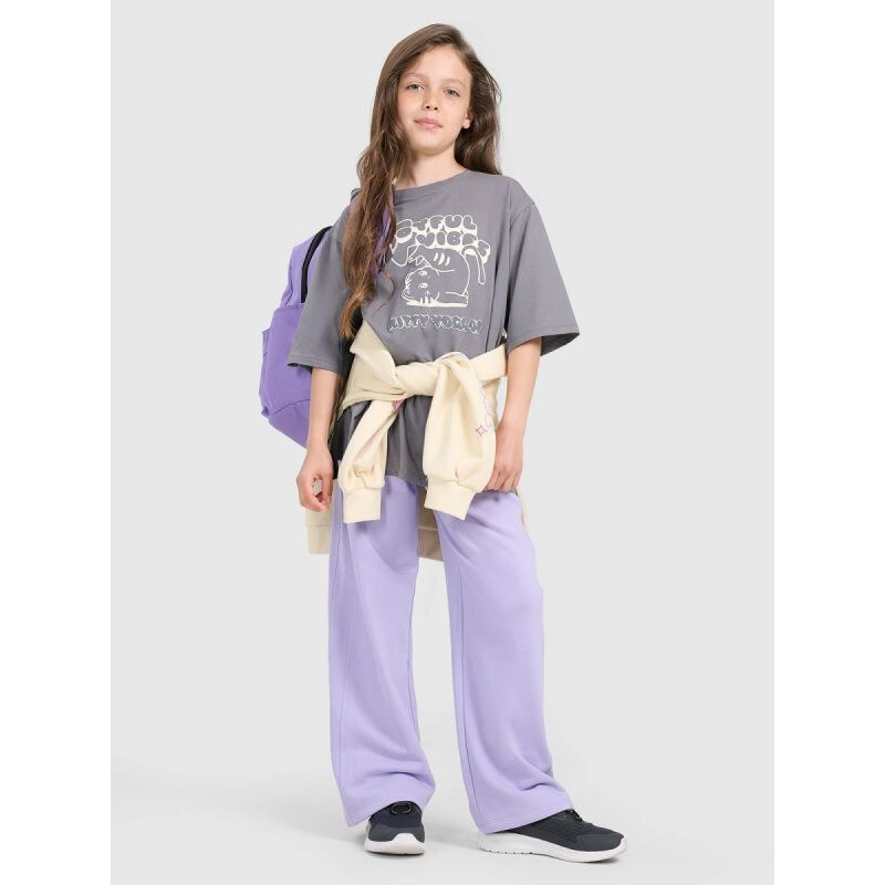 Dievčenské tričko oversize s potlačou 4F 4FJRAW25TTSHF3197-22S 67811907
