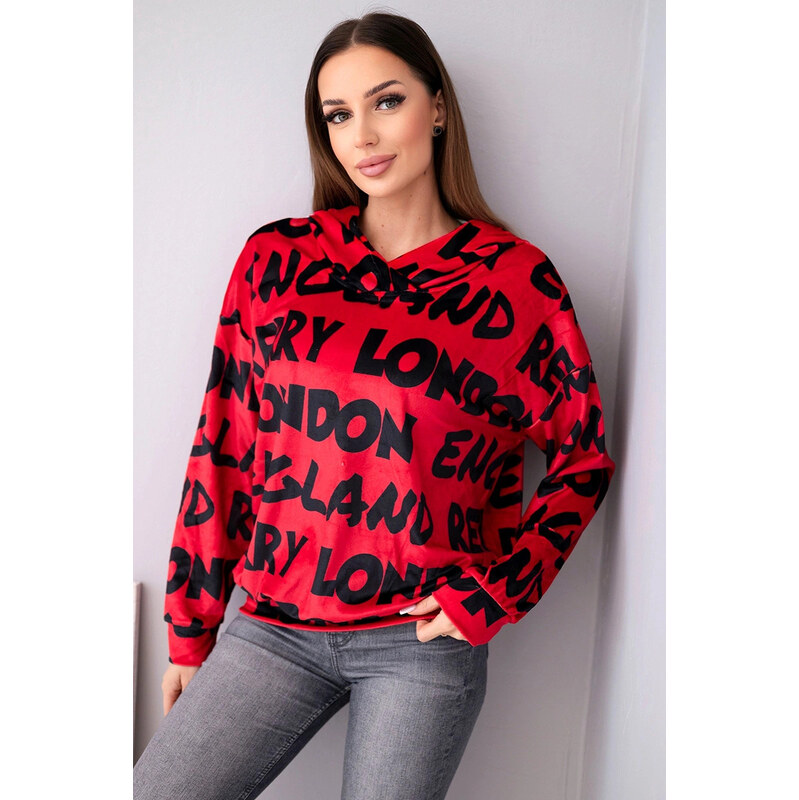 K-Fashion Dámska oversize mikina s kapucňou a potlačou červená 67812182