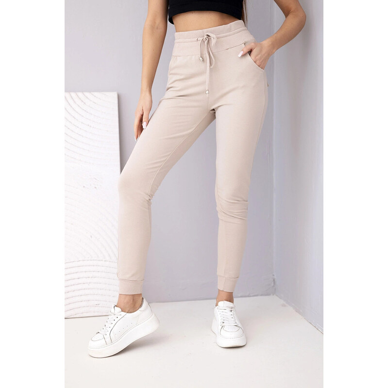 K-Fashion Dámske tepláky s vysokým pásom a šnúrkou na stiahnutie 67812195