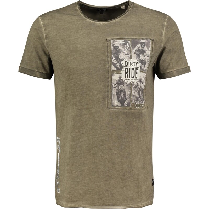 Key Largo Tričko KLDirty Ride svetlobéžová / olivová 67820326