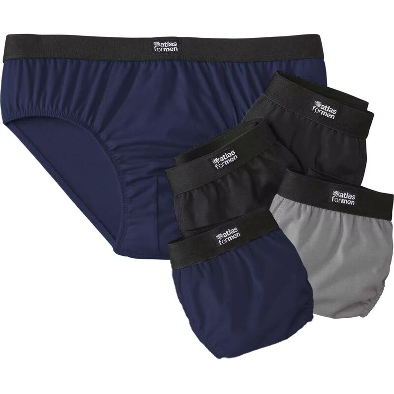 Sada 5 pohodlných bavlnených slipov Atlas For Men Modrá 67818604