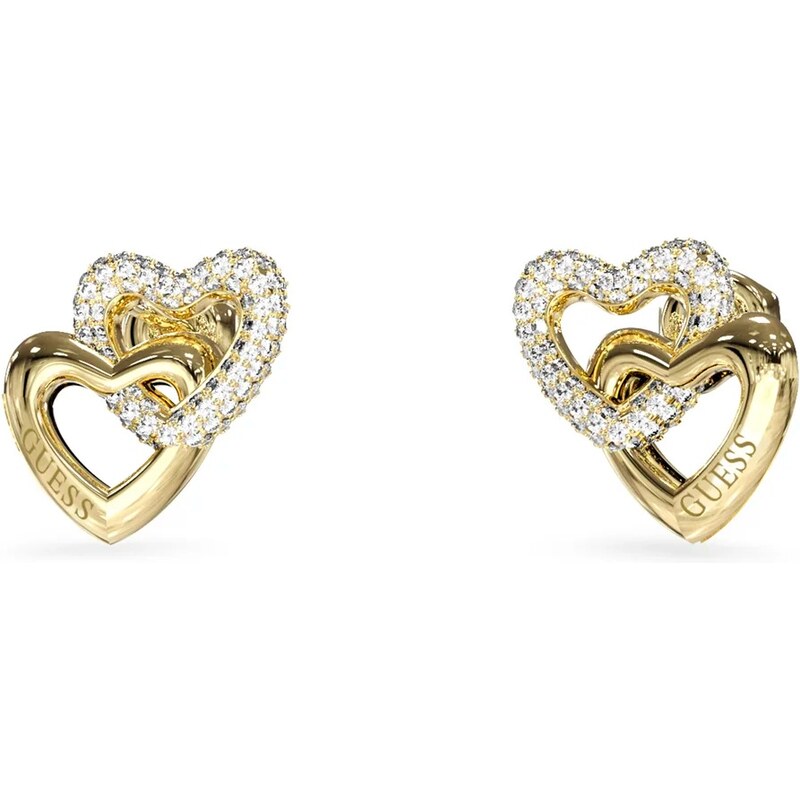 Guess Srdečné pozlátené náušnice s kryštálmi Beloved JUBE06015JWYGT/U 67824195