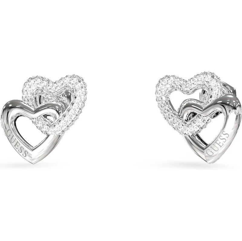 Guess Srdečné oceľové náušnice s kryštálmi Beloved JUBE06015JWRHT/U 67824151