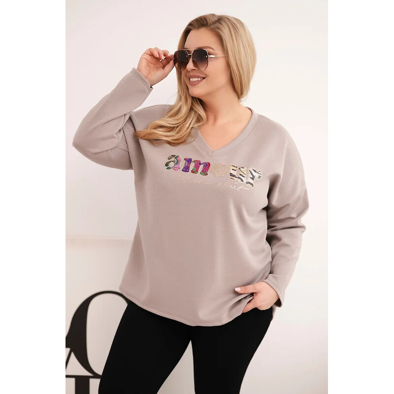 K-Fashion Dámska mikina s véčkovým výstrihom v nadmernej veľkosti 67681773