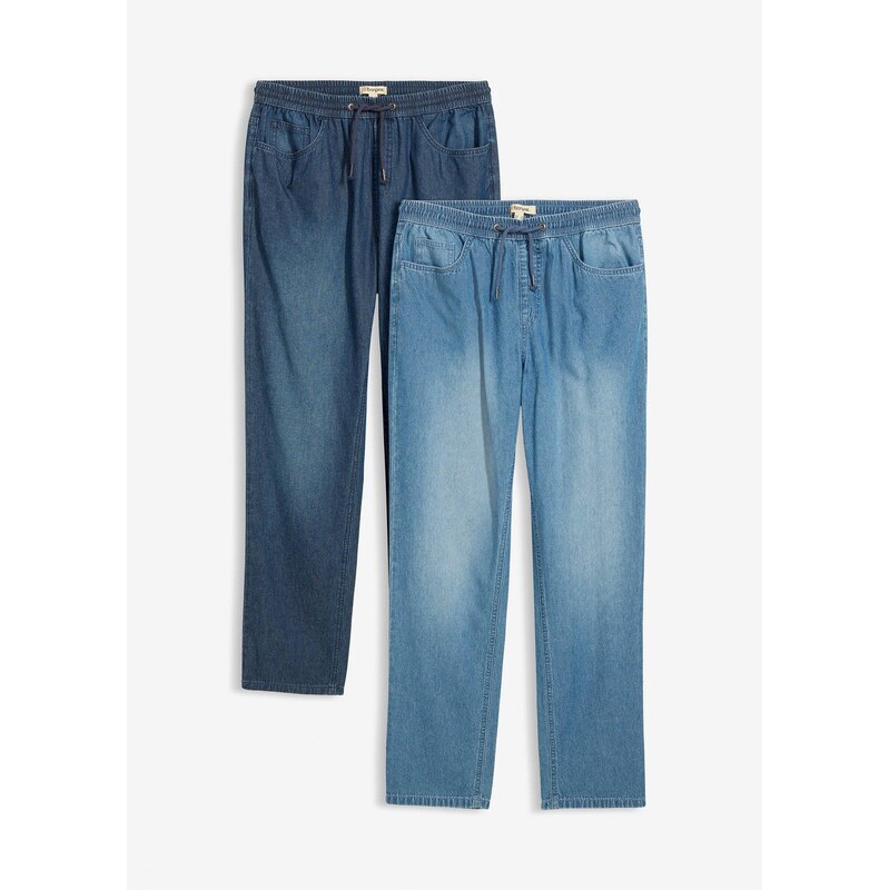 bonprix Voľné džínsy, Classic Fit, z letného denimu (2 ks v balení), 44738001