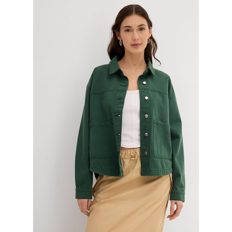 bonprix Bunda z čistej bavlny, farba zelená 62471421