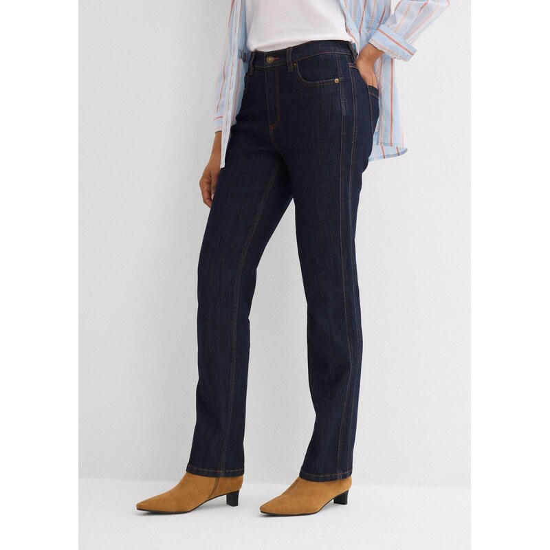 bonprix Džínsy straight, vysoký pás, farba modrá 67535272