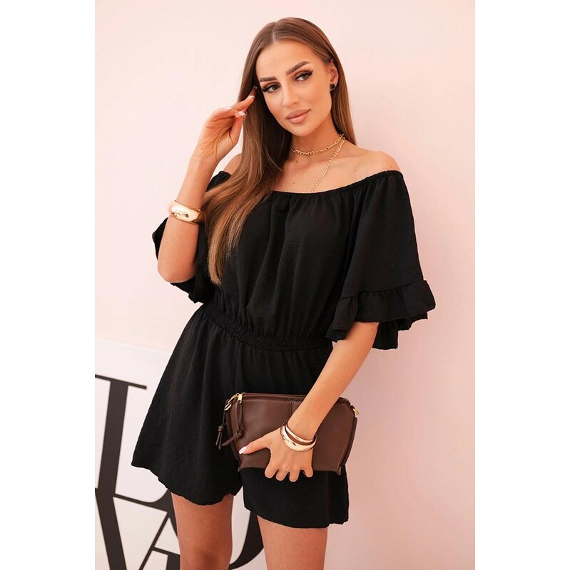 MladaModa Krátky overal v štýle hispánka model 7140 čierny 67826185