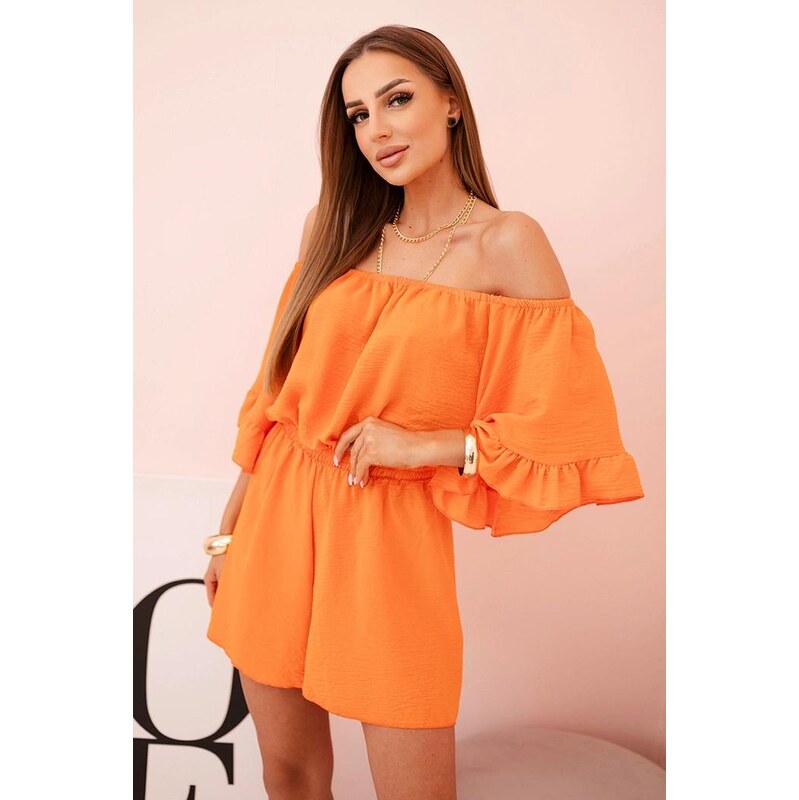 MladaModa Krátky overal v štýle hispánka model 7140 oranžový 67826190