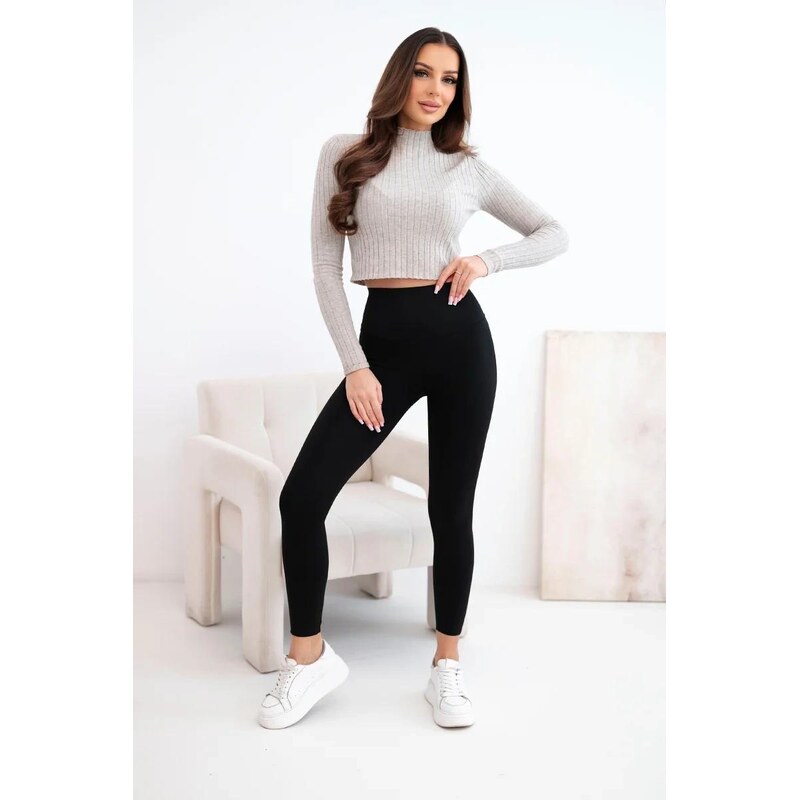MladaModa Legíny s vysokým elastickým pásom model L25001 čierne 67826206