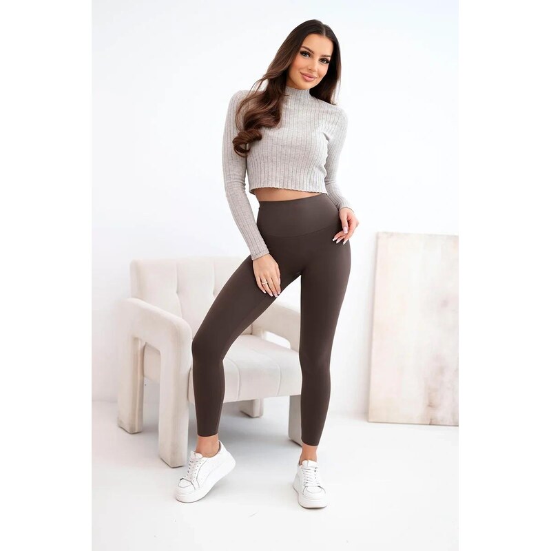 MladaModa Legíny s vysokým elastickým pásom model L25001 hnedé 67826207