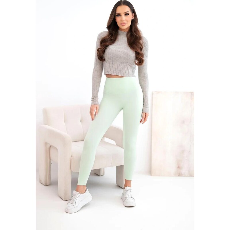 MladaModa Legíny s vysokým elastickým pásom model L25001 mentolové 67826210