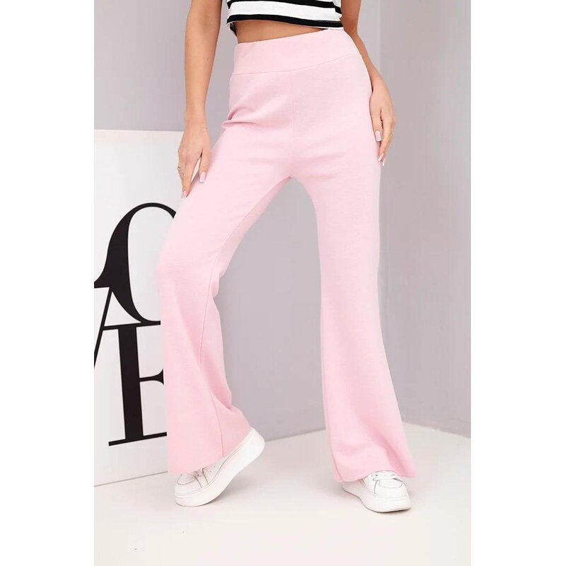 MladaModa Teplákové zvonové nohavice model 82333 jasné ružové 67826215