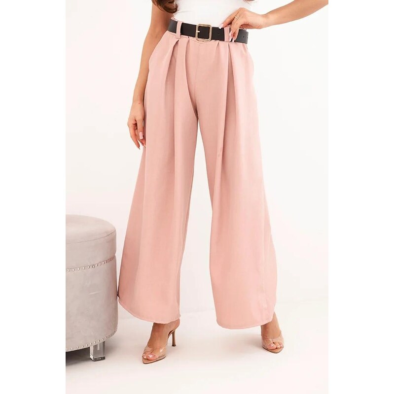 MladaModa Široké viskózové nohavice s opaskom model 52159-1 67826234