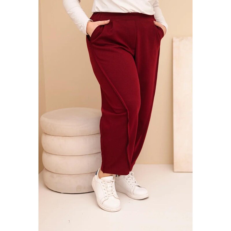 MladaModa Bavlnené oversize nohavice s vysokým pásom model 25272 67826241